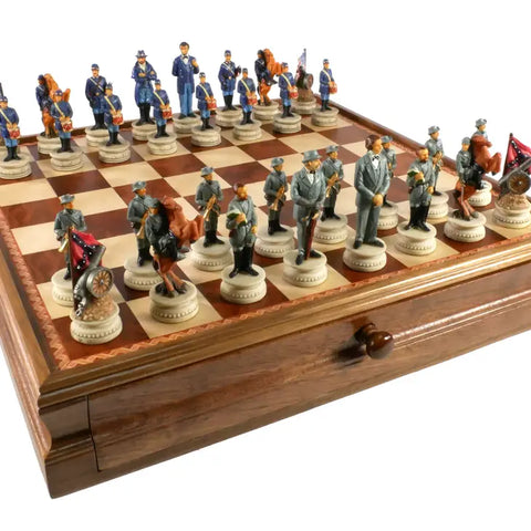 Civil War Chess Set Walnut/Maple Board