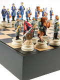 Chess Set - Civil War Resin Chessmen in Black/Maple Chest