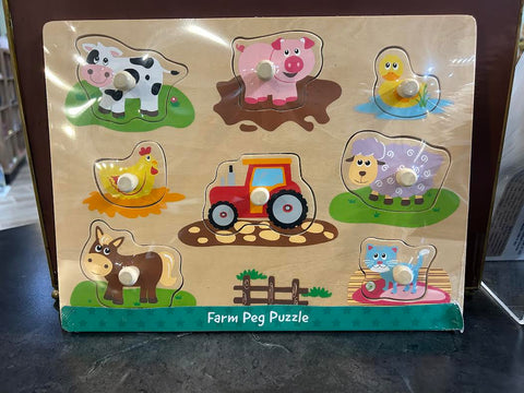 Farm Animal Wood Peg Puzzle