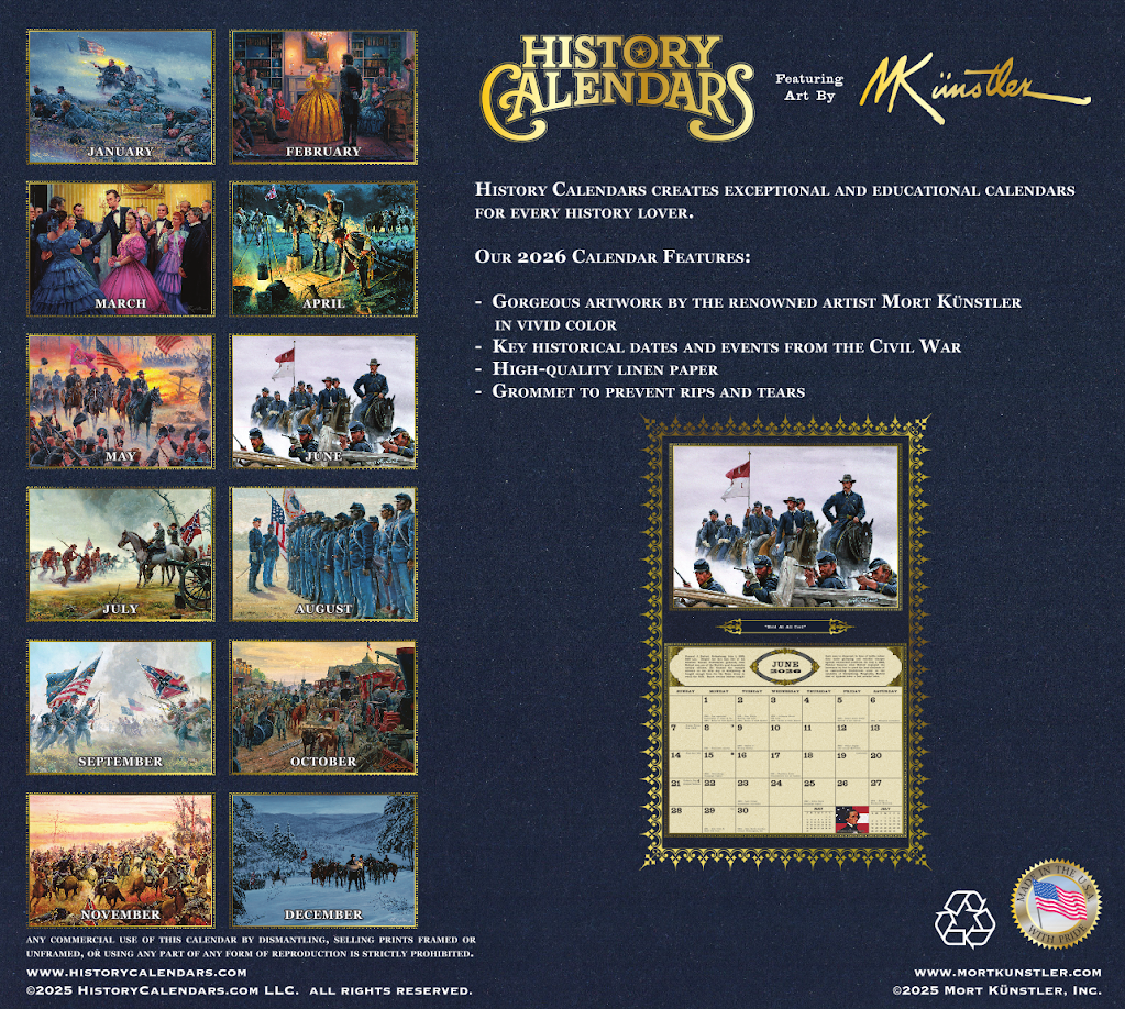 2026 Mort Künstler Calendars Gettysburg Museum Store