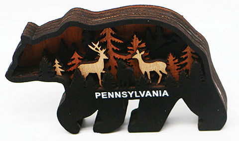 Pennsylvania Bear Wooden Magnet