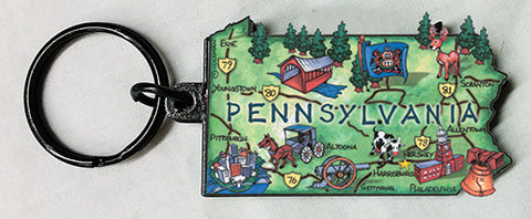 Penn State Rope Key Chain Pennsylvania State Map Key Chain – Gettysburg Museum Store