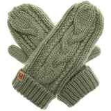 Winter Gloves Cable Knit Mittens with Fleece Lined