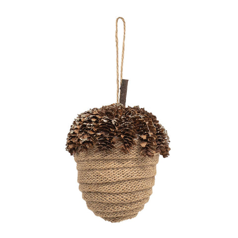 Tan Acorn Glittered Ornament