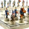 Chess Set - Civil War Resin Chessmen On Grey Board