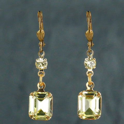 Austrian Octagon Victorian Earrings Gold Plated