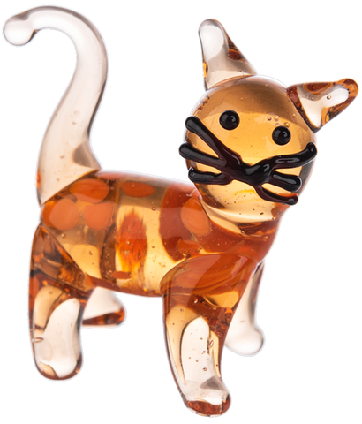 mini glass cat, orange