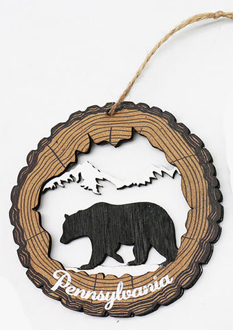 Pa wood cut bear ornament