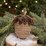 Tan Acorn Glittered Ornament