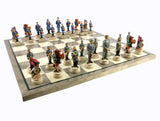 Chess Set - Civil War Resin Chessmen On Grey Board