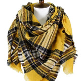 Women's Plaid Pattern Square Blanket Scarf Wrap