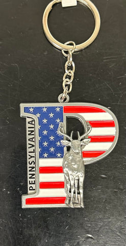 PA "P" with Deer Keychain