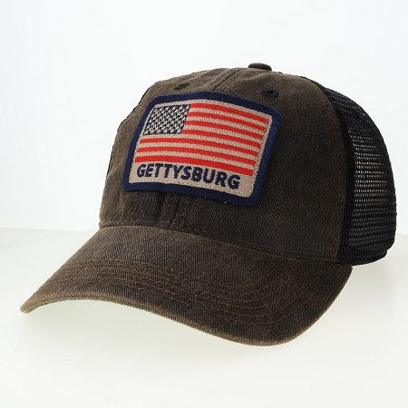 American Flag Black Trucker Hat