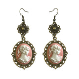 Pink cameo earrings