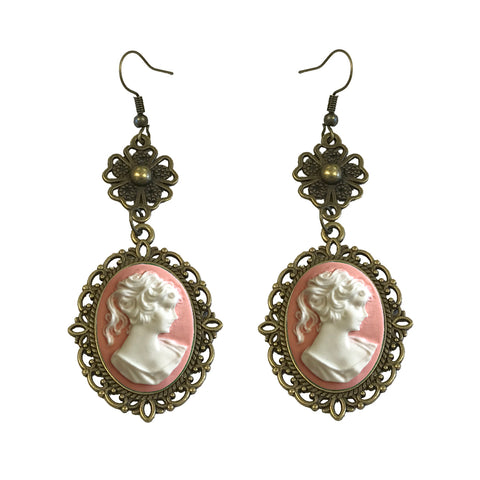 Pink cameo earrings