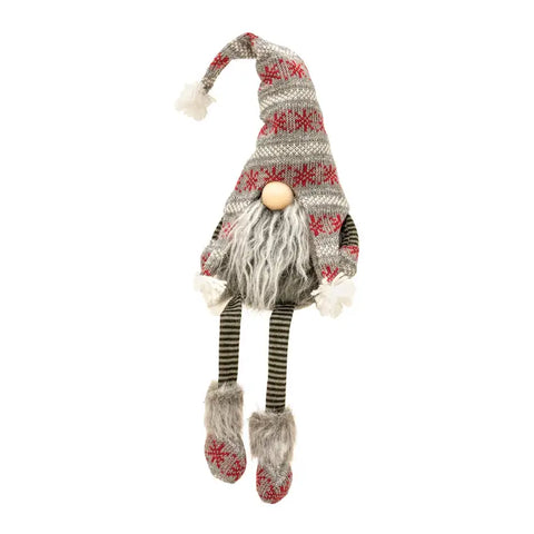 Grey Fur Gnome with Dangle Leg