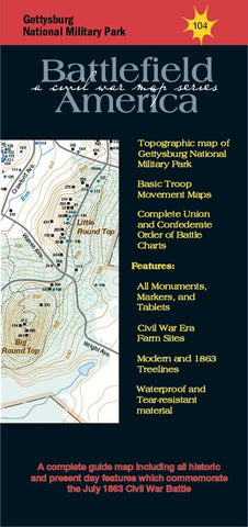 Gettysburg Battlefield Map - Waterproof