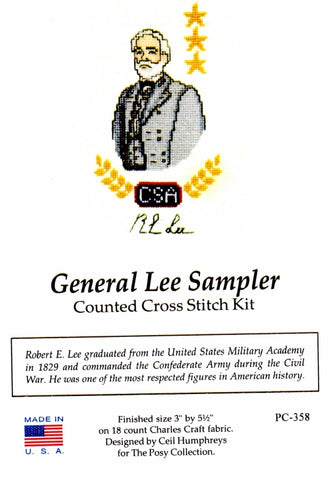 Counted Cross Stitch Kit, General Lee Sampler