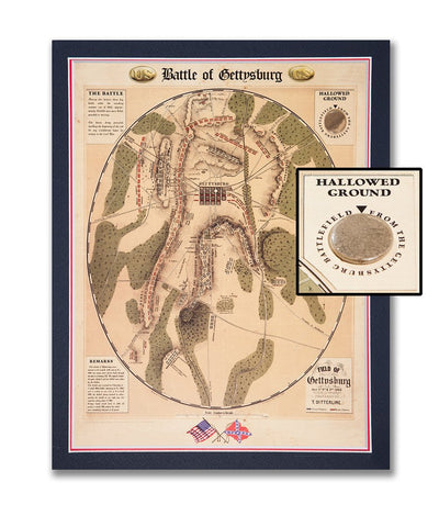 Battle of Gettysburg Map with Gettysburg Soil